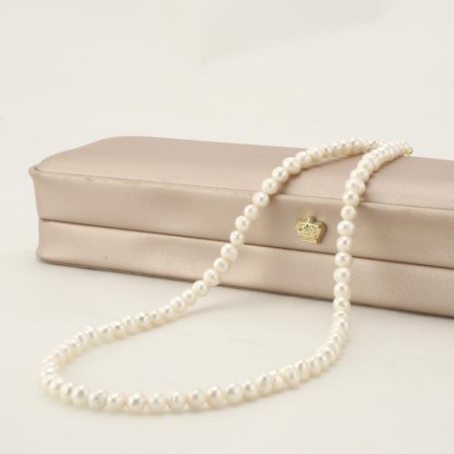 Natural Freshwater Pearl Necklace, Round, fashion jewelry, white, 4-5mm cm 