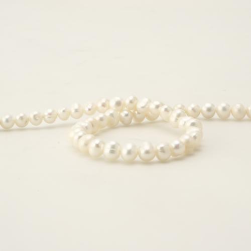 Natürliche Süßwasserperlen Halskette, Natürliche kultivierte Süßwasserperlen, Kartoffel, Modeschmuck, weiß, 6-7mm, Länge:45 cm, verkauft von Strang