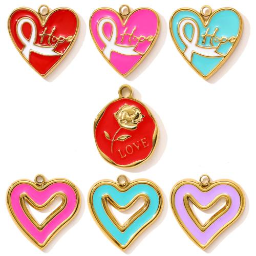 Stainless Steel Hollow Pendant, 304 Stainless Steel, gold color plated, DIY & enamel 