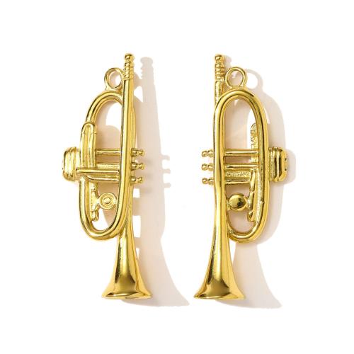 Acier inoxydable Instrument de musique \u0026 Remarque Pendentif, Acier inoxydable 304, Placage de couleur d'or, DIY, Or Vendu par sac