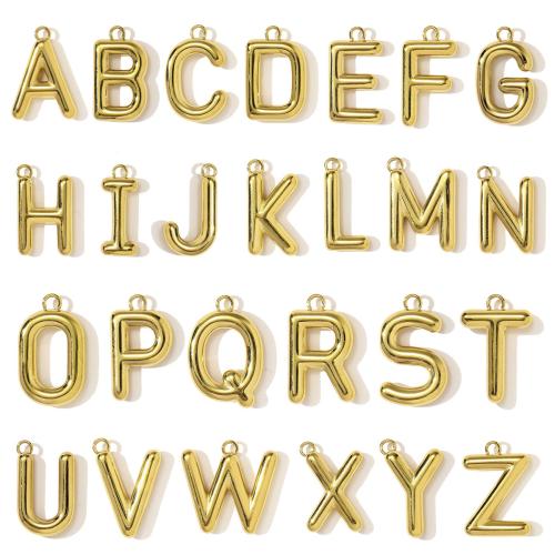 Pendentif de lettre en acier inoxydable, Acier inoxydable 304, Lettre d’alphabet, Placage de couleur d'or, DIY, Or Vendu par sac
