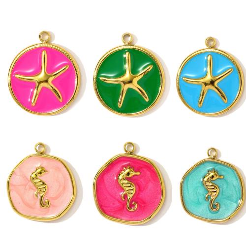 Stainless Steel Hollow Pendant, 304 Stainless Steel, gold color plated, DIY & enamel 