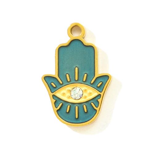 Moda Mal Ojo Pendiente, acero inoxidable 304, chapado en color dorado, Bricolaje & esmalte, más colores para la opción, 3PCs/Bolsa, Vendido por Bolsa