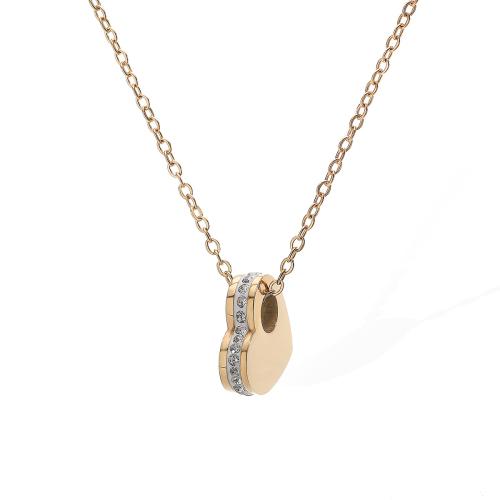 Zirkonia Edelstahl Halskette, 304 Edelstahl, Herz, 18K vergoldet, Modeschmuck & Micro pave Zirkonia & für Frau, verkauft von PC