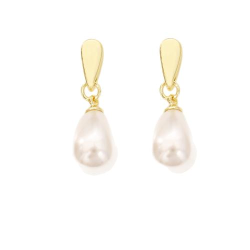 Латунные серьги падение, Латунь, с Пластиковая жемчужина, Другое покрытие, ювелирные изделия моды & Женский, Много цветов для выбора, продается Пара