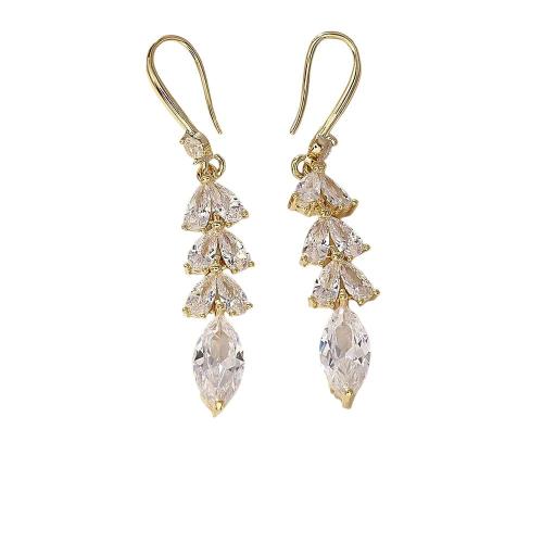 Befestiger Zirkonia Messing Ohrring, vergoldet, Modeschmuck & Micro pave Zirkonia & für Frau, verkauft von Paar