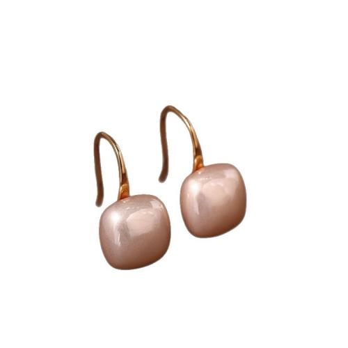 Латунные серьги падение, Латунь, с Пластиковая жемчужина, плакированный настоящим золотом, ювелирные изделия моды & Женский, продается Пара