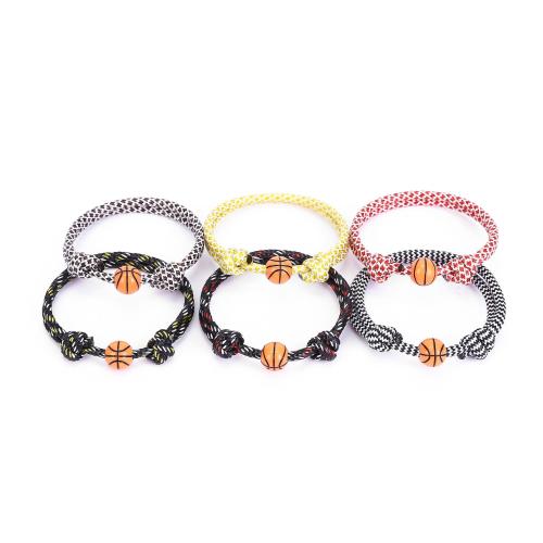 resina Pulsera, con Cordón de cera, Baloncestobalón, unisexo & ajustable, más colores para la opción, longitud:aproximado 6-9 Inch, Vendido por UD[