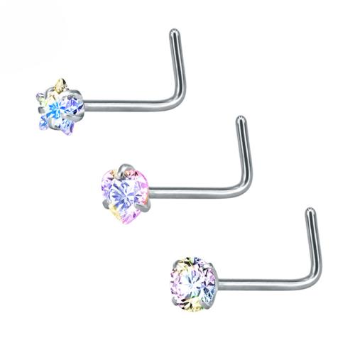 Acier inoxydable 316 Bijoux de Piercing de Nez, trois pièces & unisexe & pavé de micro zircon, plus de couleurs à choisir, Vendu par fixé