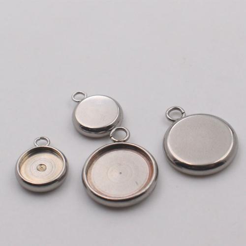 Monture de pendentif en acier inoxydable, Acier inoxydable 304, Rond, DIY & normes différentes pour le choix, couleur originale, Vendu par PC