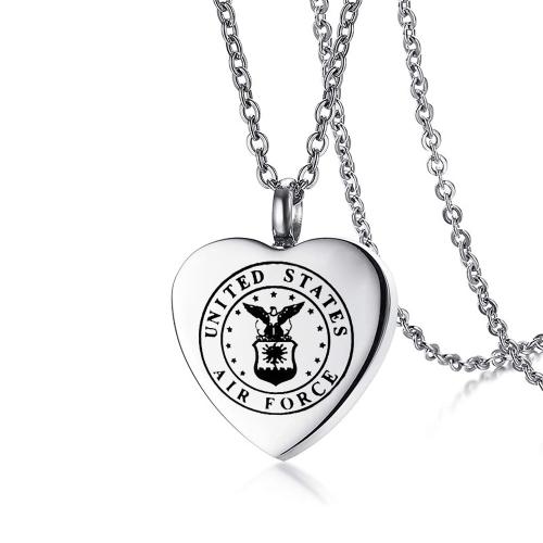 Collier Urn De bijoux de crémation, Acier inoxydable 304, coeur, Placage, bijoux de mode, plus de couleurs à choisir, 30, Vendu par PC