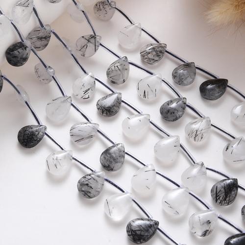 Rutilated Quartz Beads, Tourmalinated Quartz, Teardrop, DIY, mixed colors cm 