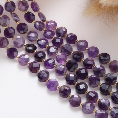 Natural Amethyst Beads, with Seedbead, Flat Round, DIY, purple cm 