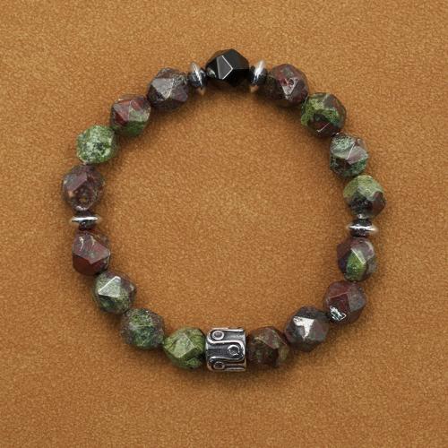 Bracelets en pierres précieuses, Dragon-Blood-pierre, avec Acier titane & agate noire, bijoux de mode, couleurs mélangées, 10mm Environ 20 cm, Vendu par PC