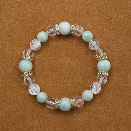 Bracelets en pierres précieuses, Jade de Birmanie, avec Cristal craquelé & quartz clair & fer, larme, bijoux de mode & avec strass, couleurs mélangées, 10mm Environ 20 cm, Vendu par PC