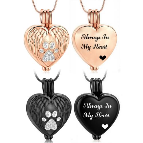Cinéraire Casket Pendentif, Acier inoxydable 304, coeur, Placage, DIY & avec strass, plus de couleurs à choisir, Vendu par PC