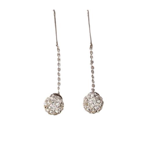 Boucle d'oreille goutte laiton strass, Placage, bijoux de mode & pour femme & avec strass, argent, Vendu par paire