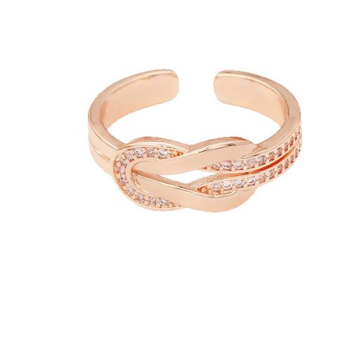 Цирконий Micro Pave Латунь палец кольцо, плакированный настоящим золотом, ювелирные изделия моды & инкрустированное микро кубического циркония & Женский & отверстие, Много цветов для выбора, продается PC