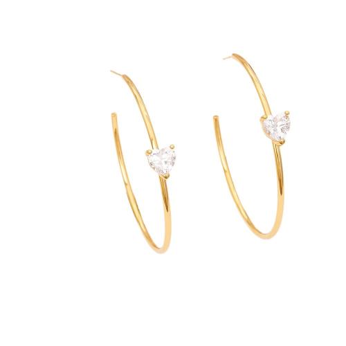Cubic Zircon Brass Earring, with Cubic Zirconia, plated, fashion jewelry & for woman 