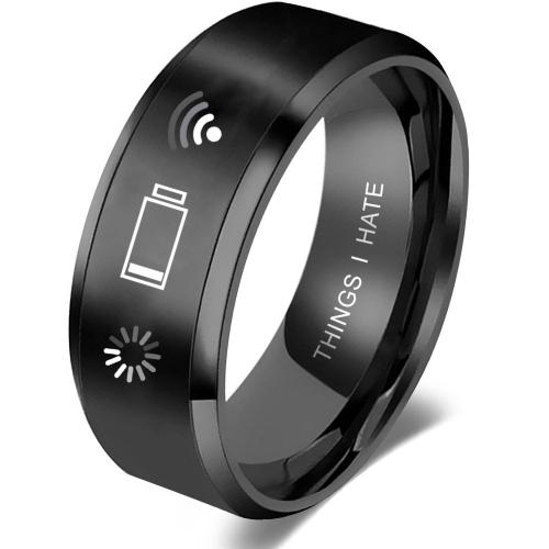 Bague en acier inoxydable, Acier inoxydable 304, Placage ionique sous vide, normes différentes pour le choix & pour homme, noire Vendu par PC