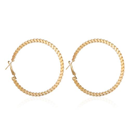 Zinc Alloy Hoop Earring, gold color plated, fashion jewelry & for woman, 50mm 