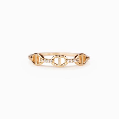 Argent sterling 925 Cuff Bague, Placage de couleur d'or, pour femme & avec strass & creux Vendu par PC