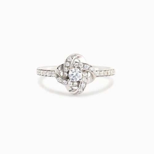 Argent sterling 925 bague, Trèfle à quatre feuilles, Plaqué de platine, pavé de micro zircon & pour femme Vendu par PC