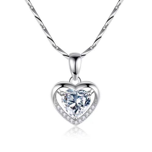 Argent sterling 925 collier, coeur, styles différents pour le choix & pour femme & avec strass Environ 16 pouce, Vendu par PC