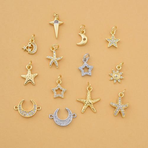 Cubic Zirconia Micro Pave Brass Pendant, plated, DIY & micro pave cubic zirconia 