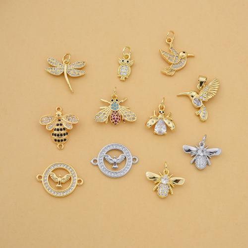 Cubic Zirconia Micro Pave Brass Pendant, plated, DIY & micro pave cubic zirconia 