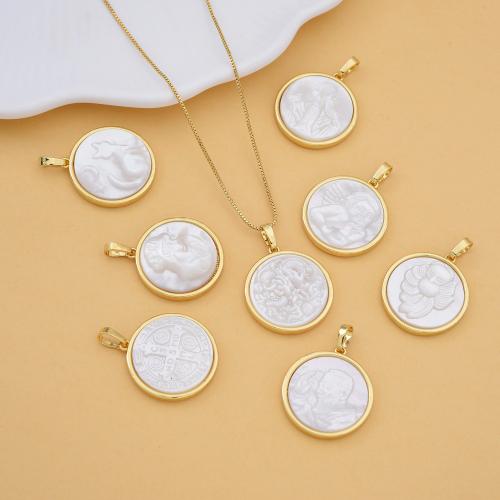 Weiße Muschel Anhänger, Messing, mit Weiße Muschel, plattiert, DIY, keine, verkauft von PC