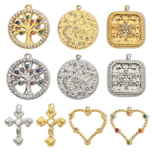 Pendentifs en acier inoxydable strass, Acier inoxydable 304, avec Plastique ABS perle, Placage de couleur d'or, DIY & avec strass, plus de couleurs à choisir Vendu par sac