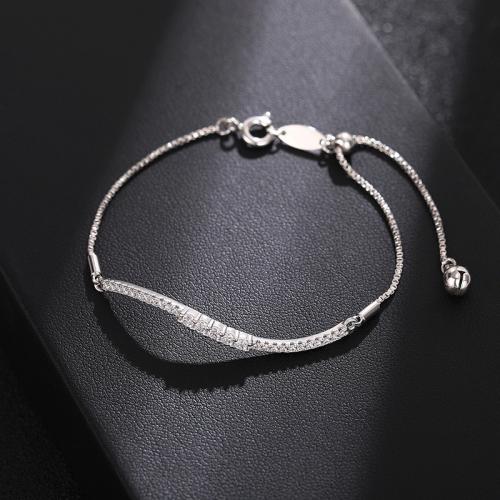 キュービックジルコニアマイクロパヴェブラスブレスレット, 銅, メッキ, ファッションジュエリー & マイクロパヴェジルコニア & 女性用, 無色, 長さ:約 22 センチ, 売り手 パソコン