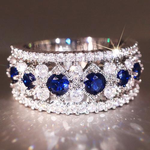 Цирконий Micro Pave Латунь палец кольцо, Другое покрытие, разный размер для выбора & инкрустированное микро кубического циркония & Женский & отверстие, продается PC