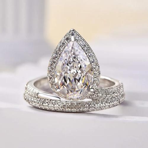 Цирконий Micro Pave Латунь палец кольцо, Другое покрытие, разный размер для выбора & инкрустированное микро кубического циркония & Женский, продается PC