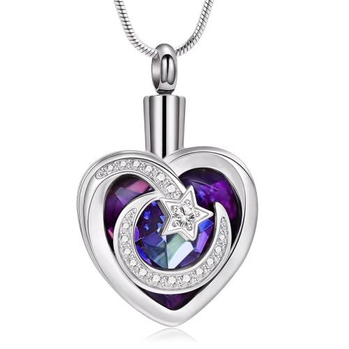 Collier Urn De bijoux de crémation, Acier inoxydable 304, coeur, Placage, bijoux de mode & avec strass, plus de couleurs à choisir, Vendu par PC