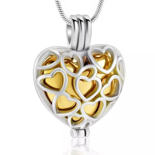 Collier Urn De bijoux de crémation, Acier inoxydable 304, coeur, Placage, bijoux de mode & creux, plus de couleurs à choisir, Vendu par PC