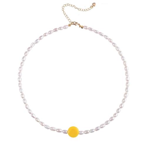 perle de plastique collier, avec Seedbead & Acier titane & résine, Placage, styles différents pour le choix & pour femme Environ 16 pouce, Vendu par PC