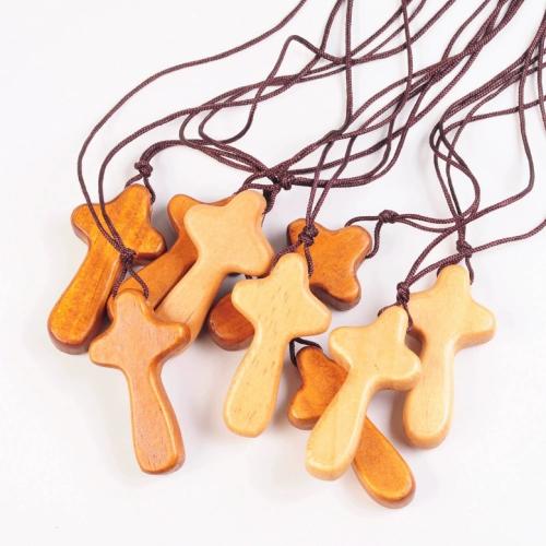 Pine Necklace, with Polyester Cord, Cross, handmade, fashion jewelry & Unisex Approx 26.8 Inch 