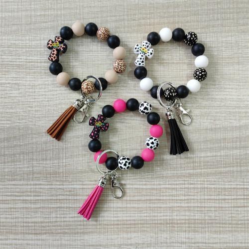 シリコン キークラスプ, とともに PU革(ポリ塩化ビニール、ポリウレタン) & ウッド & 亜鉛合金, ハンドメイド, ファッションジュエリー & ユニセックス & 異なるスタイルを選択, key clasp length 150-200mm, 売り手 パソコン