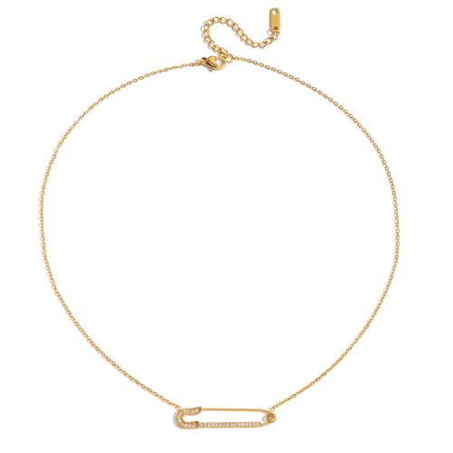 ステンレス鋼のジュエリーネックレス, 304ステンレススチール, 真空イオンプレーティング, 異なるスタイルを選択 & 女性用 & ライン石のある, 金色, 売り手 パソコン