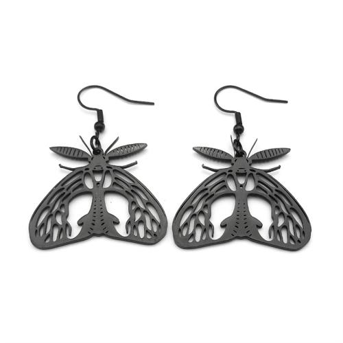 Boucle d'oreille goutte inox, Acier inoxydable 304, Placage, bijoux de mode & pour femme & creux, noire, Vendu par paire