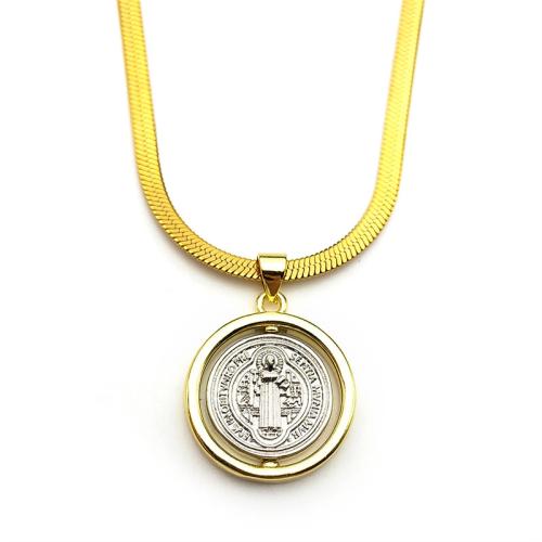 Handgemachte Messinghalskette, Messing, mit 304 Edelstahl Kette, plattiert, Modeschmuck & drehbare & für Frau, goldfarben, verkauft von PC