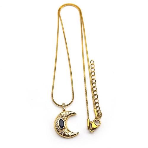 Корень Циркон Микро вымощает латунь ожерелье, Латунь, с цепь из нержавеющей стали, 18K позолоченный, ювелирные изделия моды & инкрустированное микро кубического циркония & Женский, продается PC