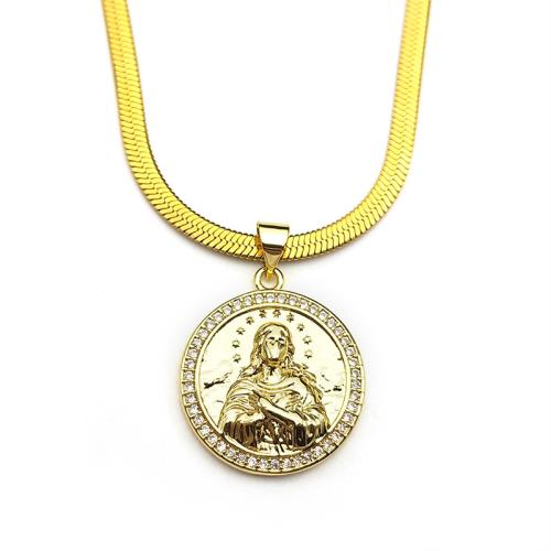 Корень Циркон Микро вымощает латунь ожерелье, Латунь, с цепь из нержавеющей стали, Другое покрытие, ювелирные изделия моды & Мужская & инкрустированное микро кубического циркония, Много цветов для выбора, продается PC