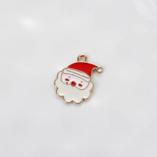 Zinc Alloy Christmas Pendants, Santa Claus, gold color plated, DIY & enamel & with rhinestone, mixed colors [