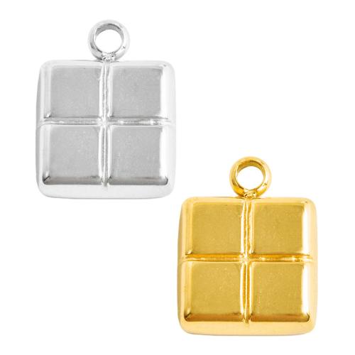 Stainless Steel Pendants, 304 Stainless Steel, Square, plated, DIY 