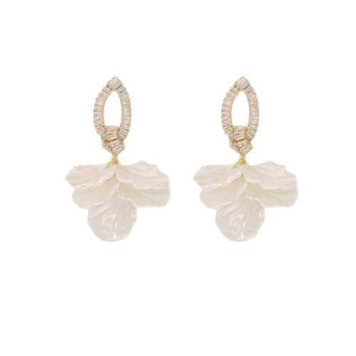 Befestiger Zirkonia Messing Ohrring, mit Muschel, plattiert, Modeschmuck & Micro pave Zirkonia & für Frau, keine, verkauft von Paar