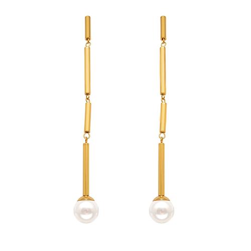 Boucle d'oreille goutte inox, Acier inoxydable 304, avec Shell Pearl, Placage, bijoux de mode & pour femme, plus de couleurs à choisir, Vendu par paire