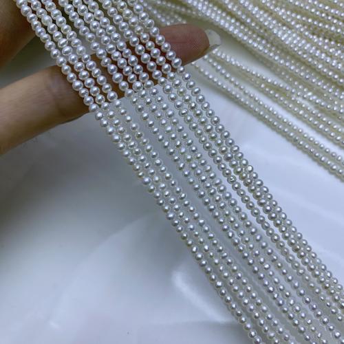 Naturel d'eau douce perles, perle d'eau douce cultivée, Légèrement rond, Placage, DIY, blanc, 2-2.5cm Vendu par brin